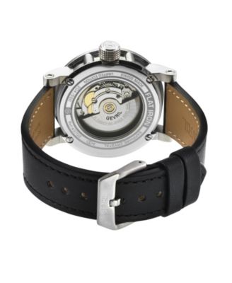 Men's Flat Iron Swiss Automatic Black Leather Strap Watch