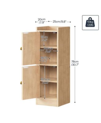 Small Bathroom Storage Cabinet Farmhouse Floor 2 Adjustable Shelves Double Doors Slim Narrow Toilet Paper Organizer
