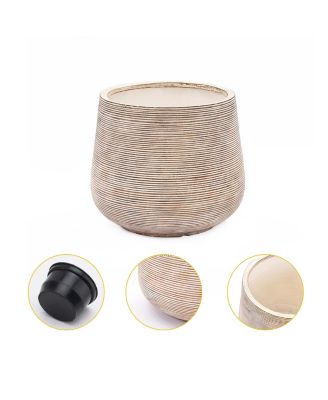 LuxenHome Distressed Tan MgO Tapered Round Planter