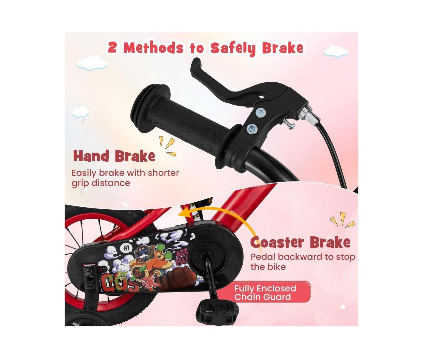 Детская игрушка HONGGE 12-Inch Steel Kids Bike with Adjustable Seat and Storage Basket, Ages 3-4, цвет: Красный — фото 5