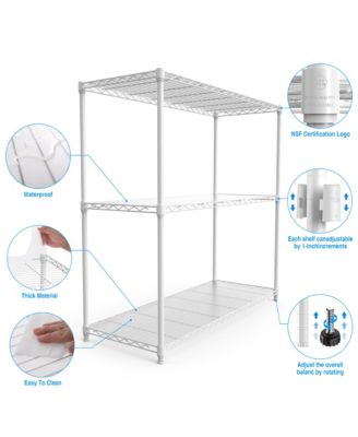 3 Tier Wire Shelving Unit, Heavy Duty Metal Rack, Adjustable Shelves Organizer Rack with Shelf Liners, 1050 LBS Capacity for Garage - White