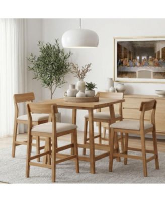 Solid Wood Counter Height Dining Table for 2-4, Farmhouse Square Kitchen Table