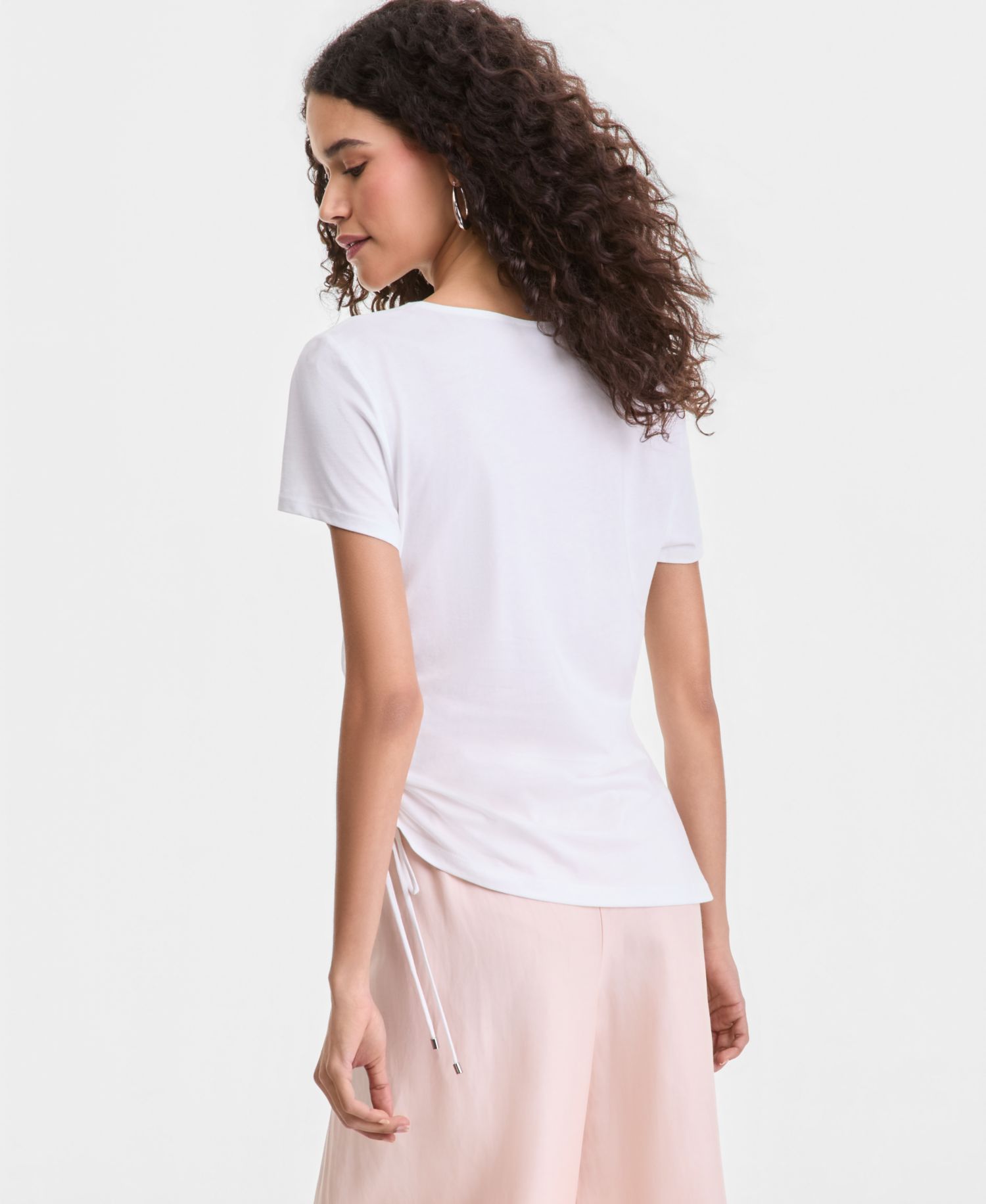 Petite Cotton Asymmetric Short-Sleeve Top