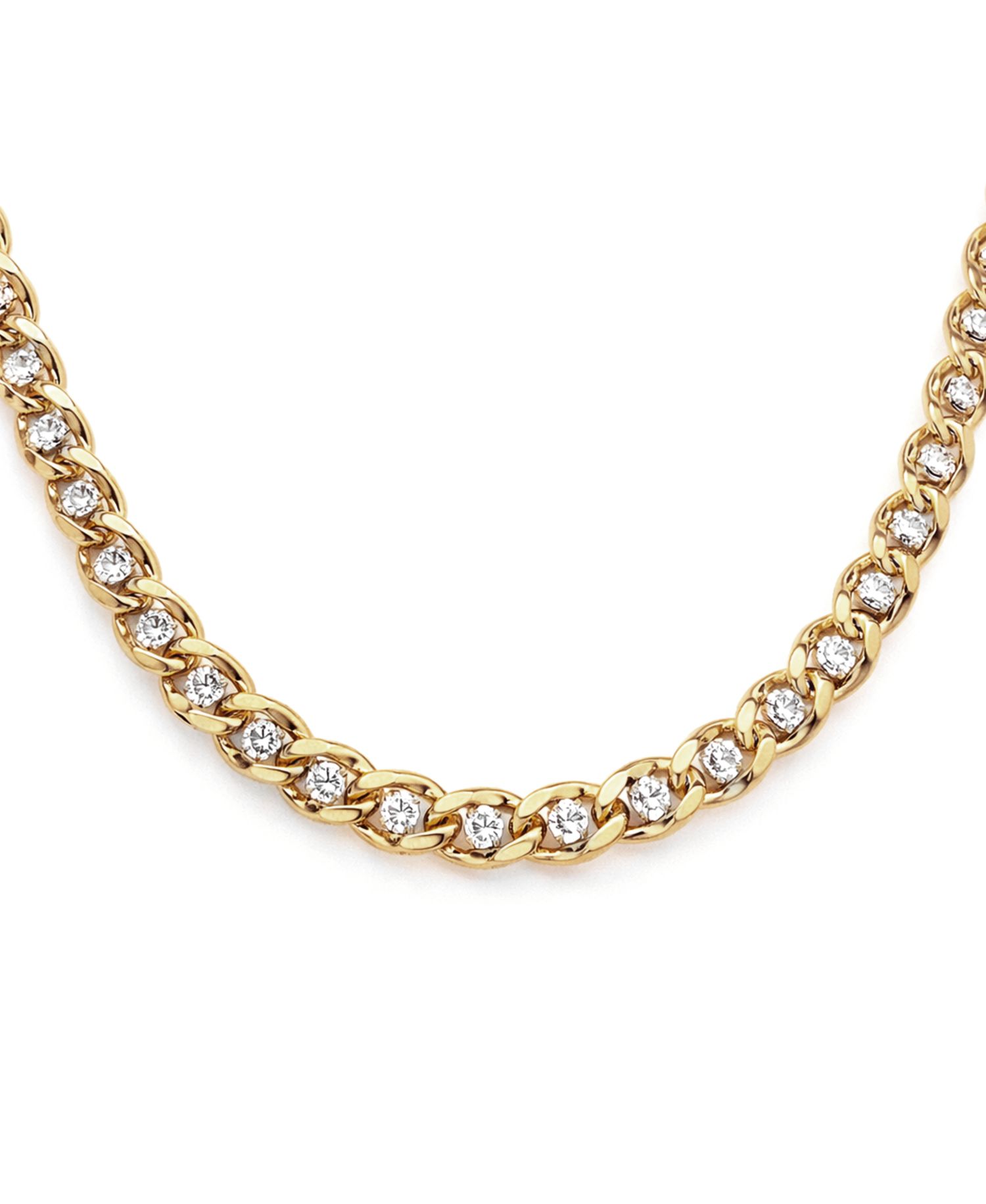 Clear Cubic Zirconia Cuban Chain Necklace