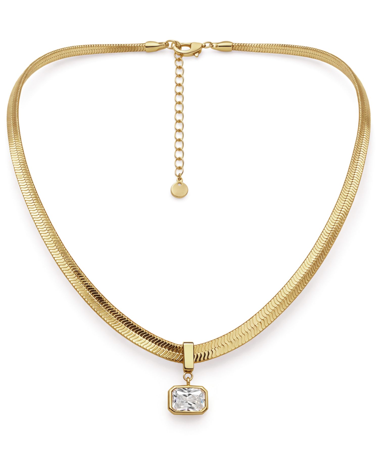 Clear Cubic Zirconia Herringbone Chain Necklace