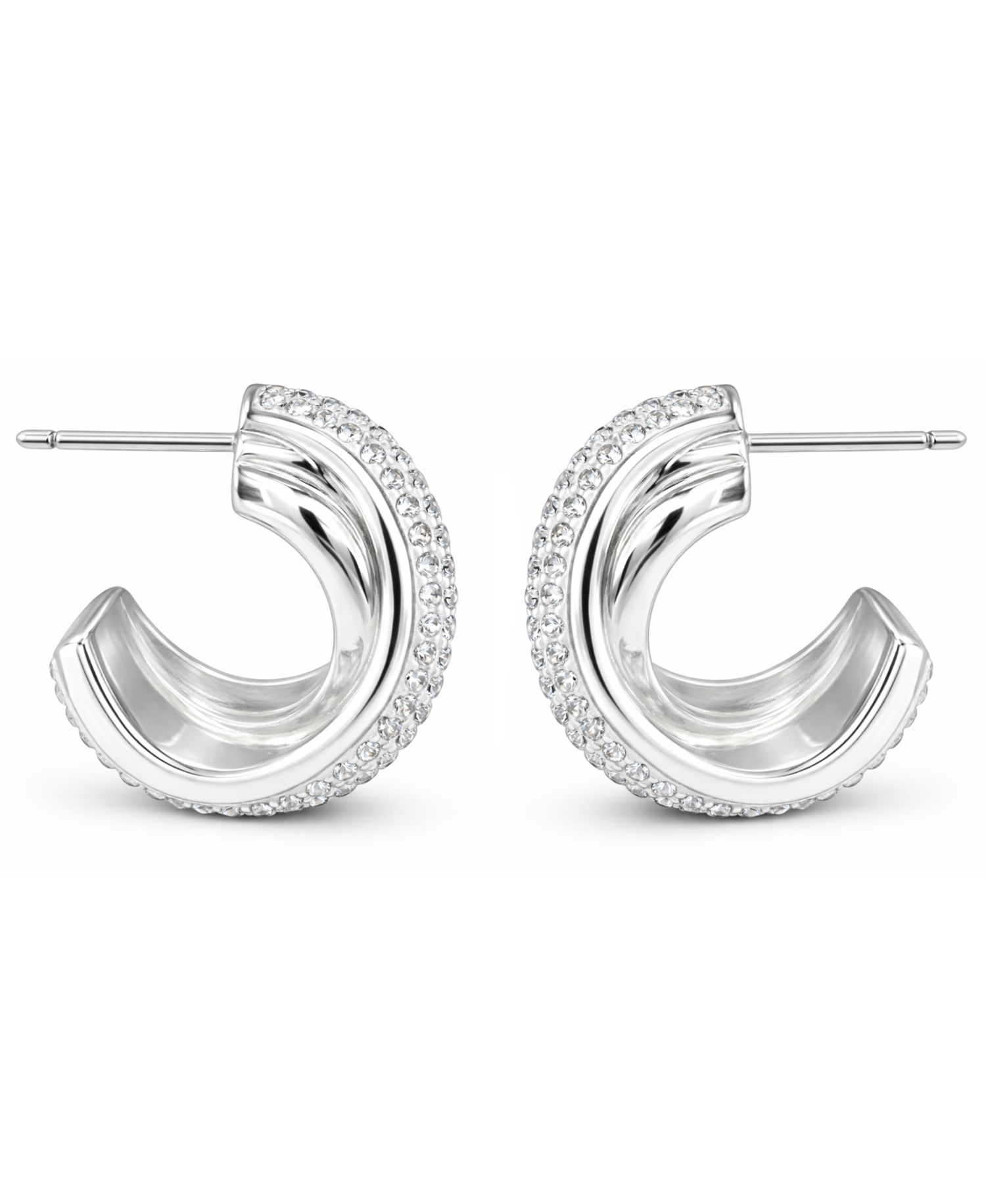Clear Crystal X Center C Hoop Post Earrings
