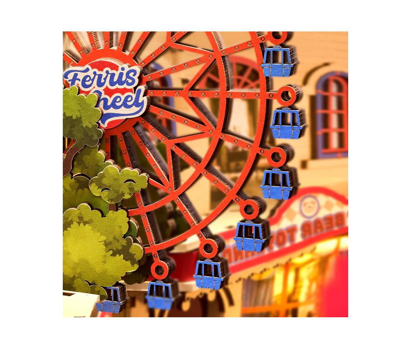 Детские конструкторы Flash Popup Fairytale Amusement Park 257-Piece 3D Wood LED-Lit Book Nook Puzzle, Ages 14+ — фото 2