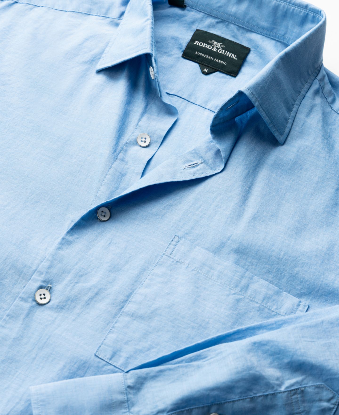 Мужская рубашка Rodd & Gunn Parsons Hill Weekend Fit Cotton, цвет: Небесно-голубой — фото 5