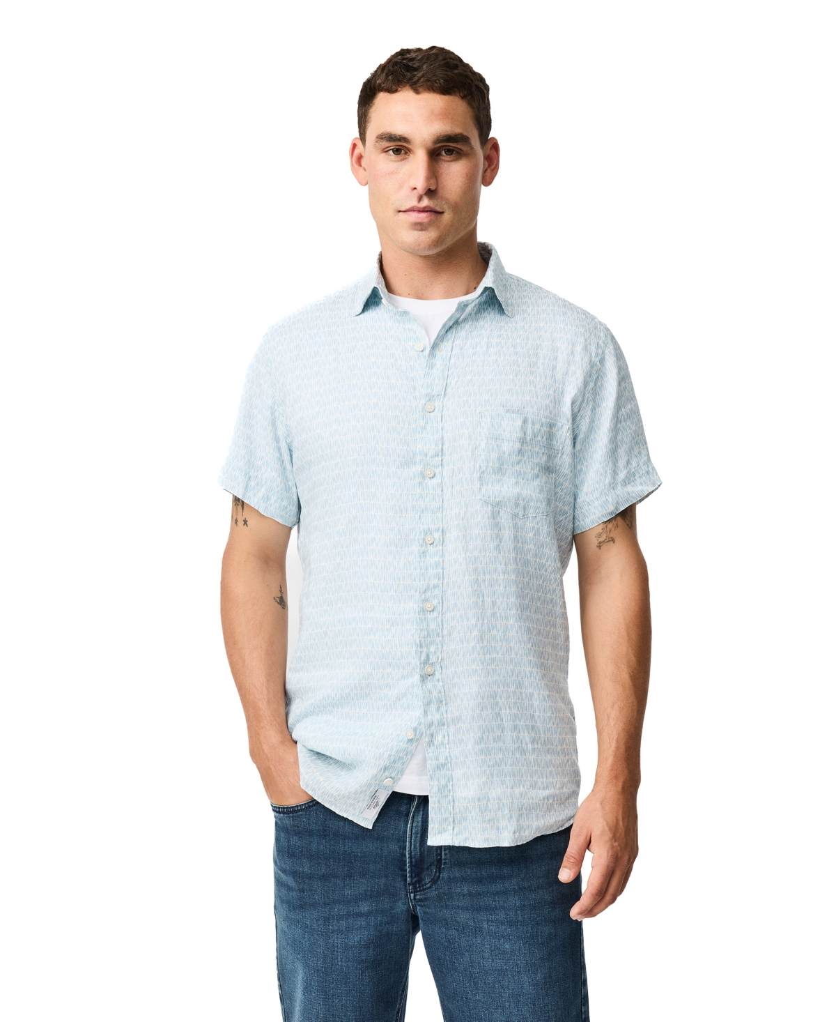 Rodd & Gunn Men's Glenene Short Sleeve Sport Fit Linen Shirt - Dusk