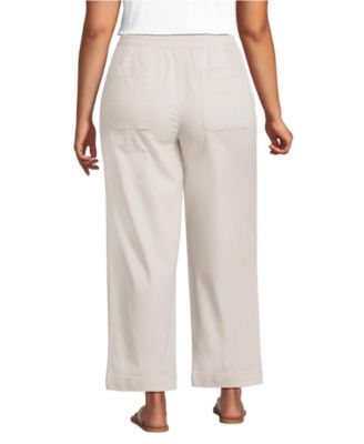 Women's Herringbone Chino High Rise Relaxed Straight Drawstring Ankle Pants