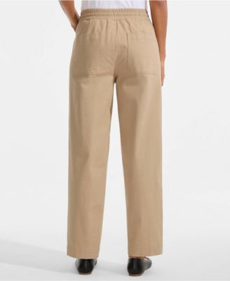 Women's Herringbone Chino High Rise Relaxed Straight Drawstring Ankle Pants