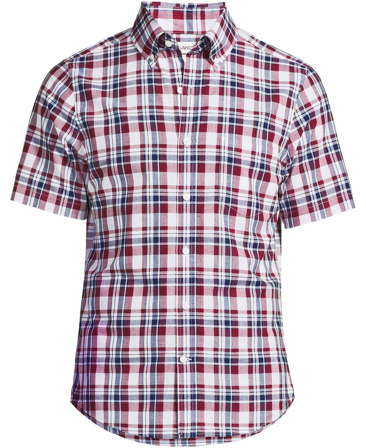 Lands' End Men's Traditional Fit Short Sleeve Madras Shirt