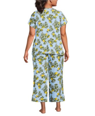 Plus Size Cooling Pajama Set - Short Sleeve Top and Crop Pants