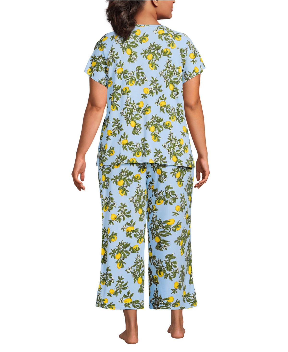 Lands' End Plus Cooling Pajama Set - Short Sleeve Top and Crop Pants