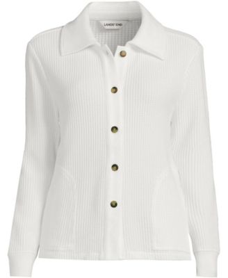 Plus Size Long Sleeve Waffle Collared Shacket