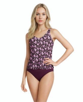 Women's D-Cup Tie Shoulder Flutter Tankini Top