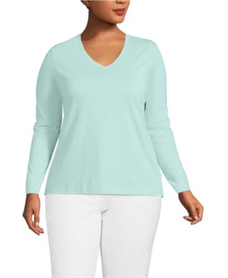 Plus Size Supima Cotton Long Sleeve V-Neck T-Shirt