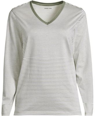 Plus Size Supima Cotton Long Sleeve V-Neck T-Shirt