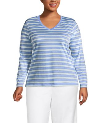 Plus Size Supima Cotton Long Sleeve V-Neck T-Shirt