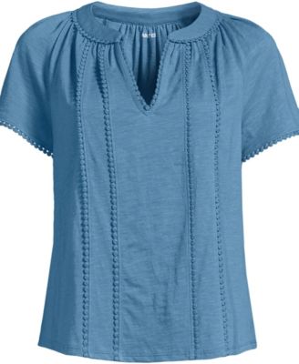 Women's Slub Short Sleeve Notch Neck Top