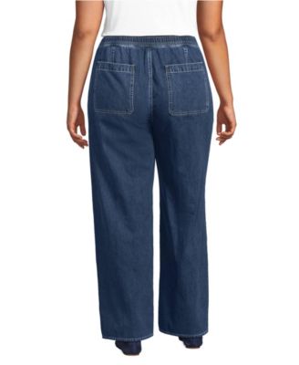 Plus Size Lightweight Denim High Rise Relaxed Straight Pull On Pocket Jeans