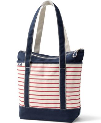 Medium Print 5 Pocket Zip Top Long Handle Canvas Tote Bag