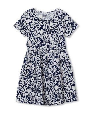 Girls Short Sleeve Gathered Waist Jersey Dress