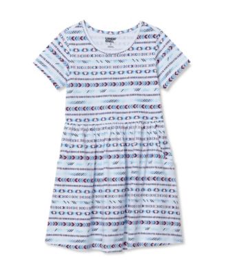 Lands End Girls Short Sleeve Gathered Waist Jersey Dress - Friendship braceletwhite 32$
