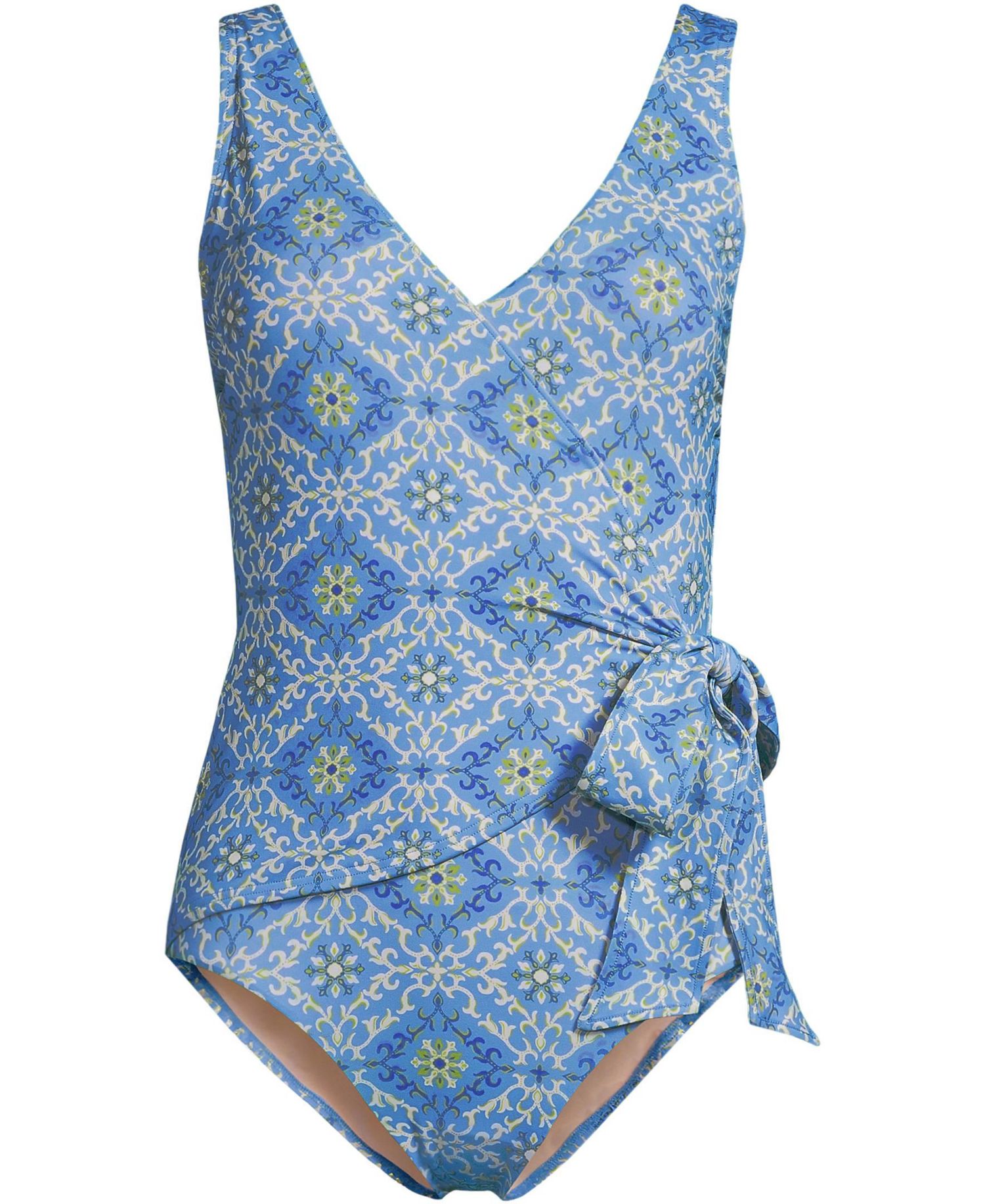 Women's Chlorine Resistant Side Tie Wrap High Leg One Piece Swimsuit