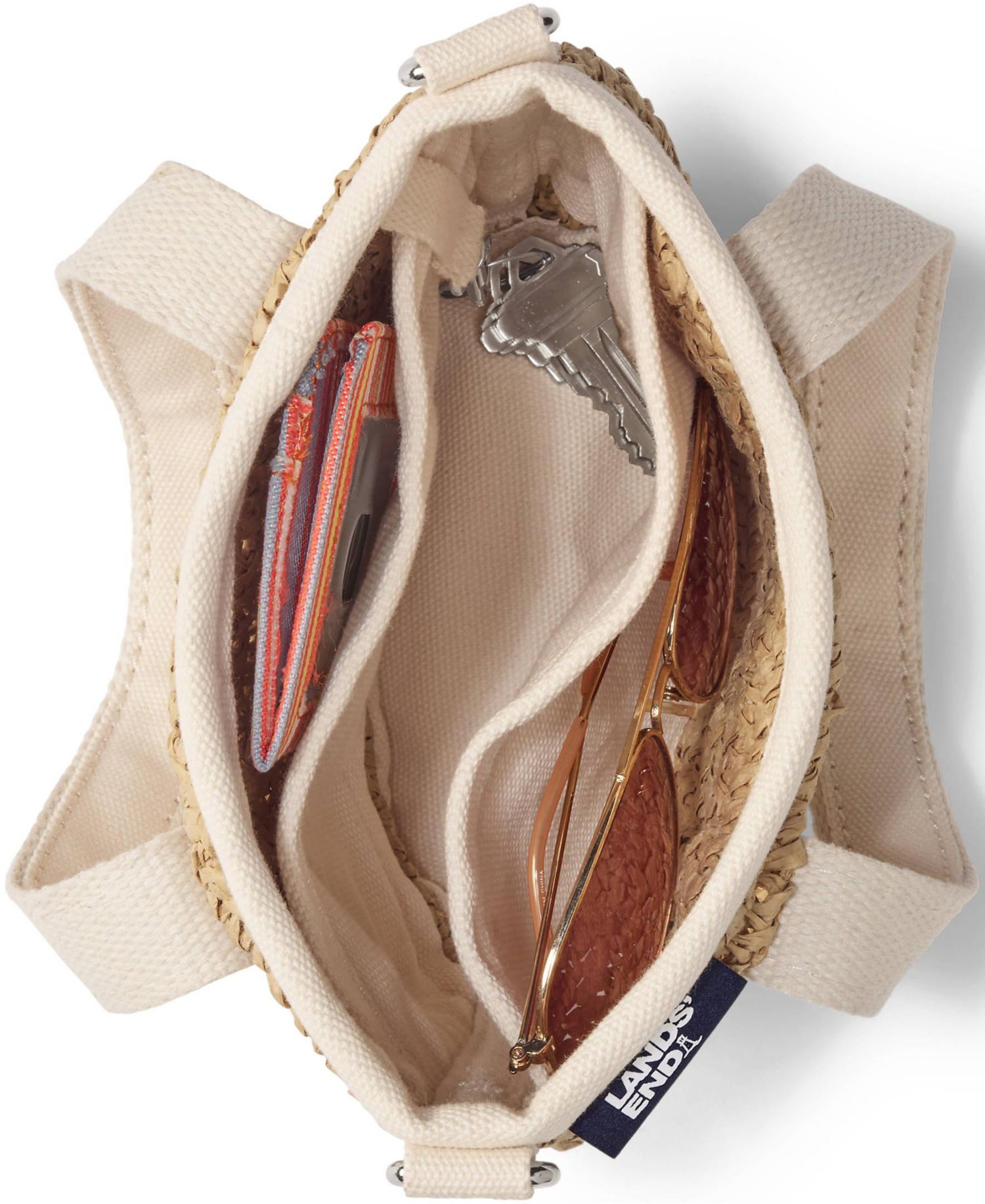 Mini Raffia Open Top Canvas Tote Bag