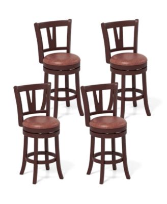 26'' Counter Height Swivel Barstools Set of 4 High Backs and Footrests Solid Wood