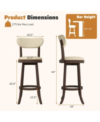 30.5'' Bar Height Chairs Set of 4 Swivel High Barstool w/ Padded Seat and Backrest