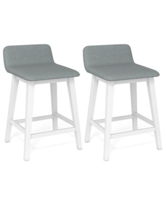 2PCS 24'' Upholstered Barstools w/ Low Back Footrest Wood Legs for Kitchen Island
