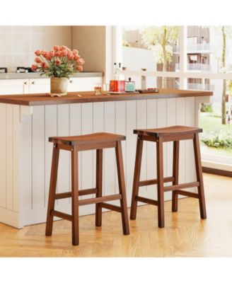 Saddle-Seat Counter Height Stools Set of 4 Backless Barstools w/ Curved Seat