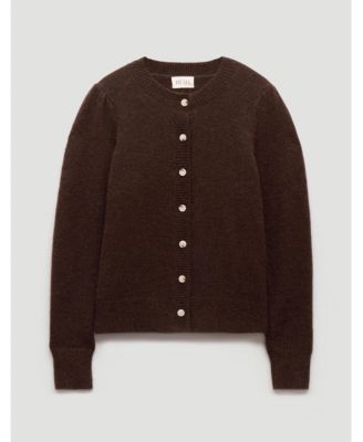 Women's Wool Blend Gathered Shoulder Cardigan