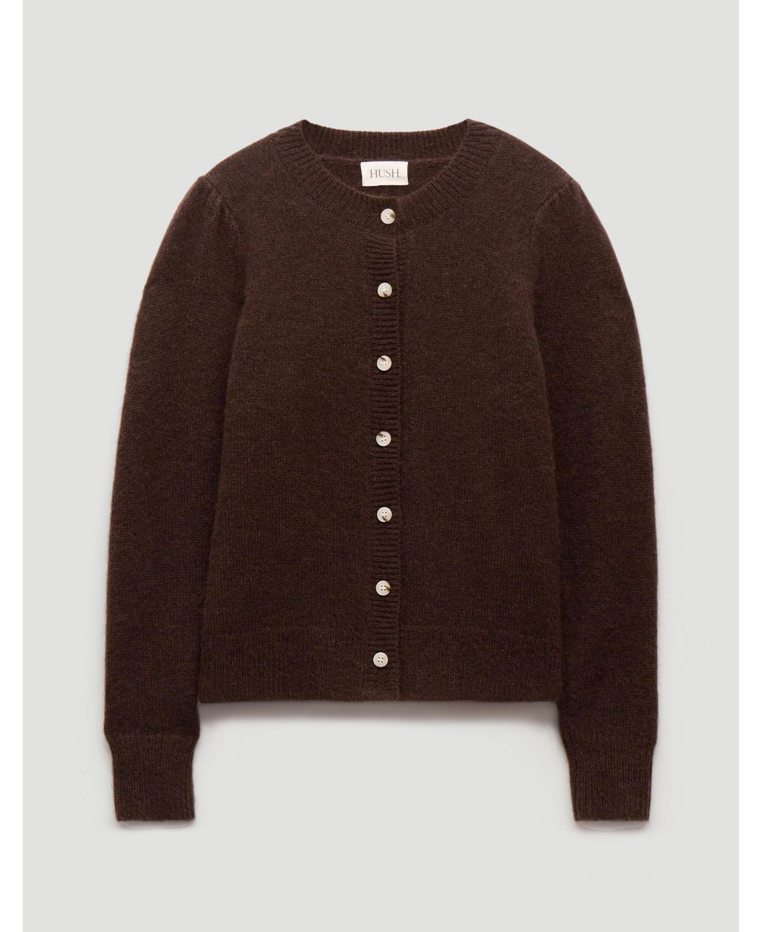 Women's Wool Blend Gathered Shoulder Cardigan