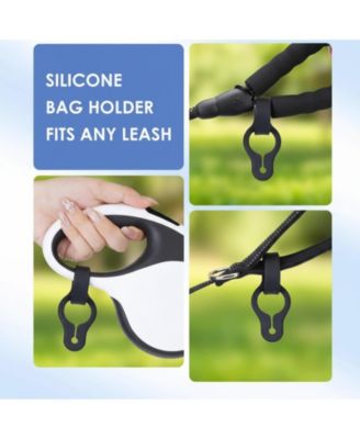 2-Pack Silicone Poop Bag Holder Hands-Free Leash Attachment Secure Durable Compact for Dog Walking