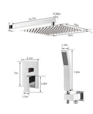 Bathroom Luxury Rain Mixer Combo Set Wall Mounted Rainfall Shower Head System Polished Chrome, Contain Faucet Rough-in Valve Body and Trim