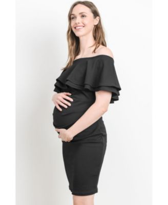 Maternity Off-the-Shoulder Bodycon Ruched Mini Dress