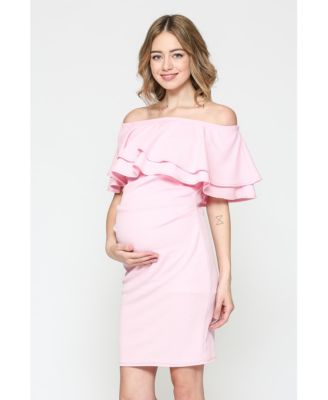 Maternity Off-the-Shoulder Bodycon Ruched Mini Dress