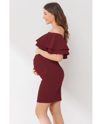 Maternity Off-the-Shoulder Bodycon Ruched Mini Dress