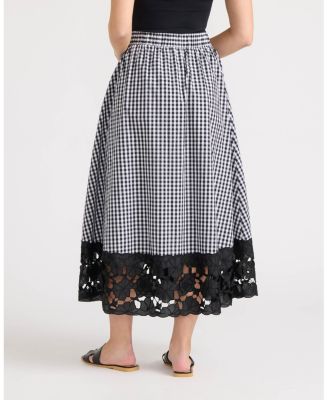 Women's Pull-On Maxi Skirt with 3D Lace Hem