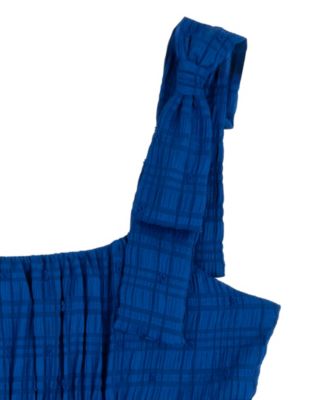 Girls' 7-16 Chiffon Clipdot Ruched Sleeveless Romper Dress 