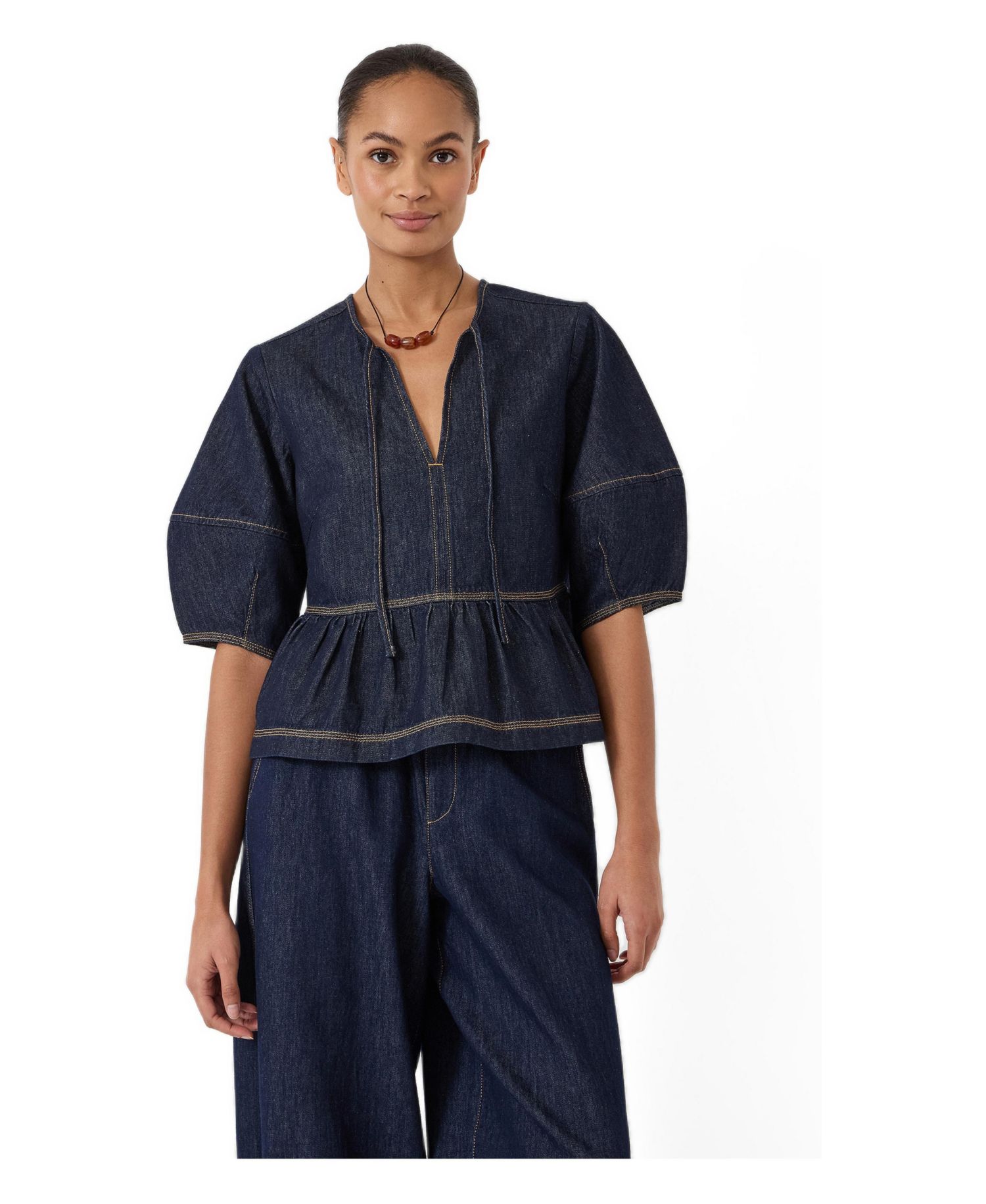 Women's Betty Barrel Sleeve Denim Top