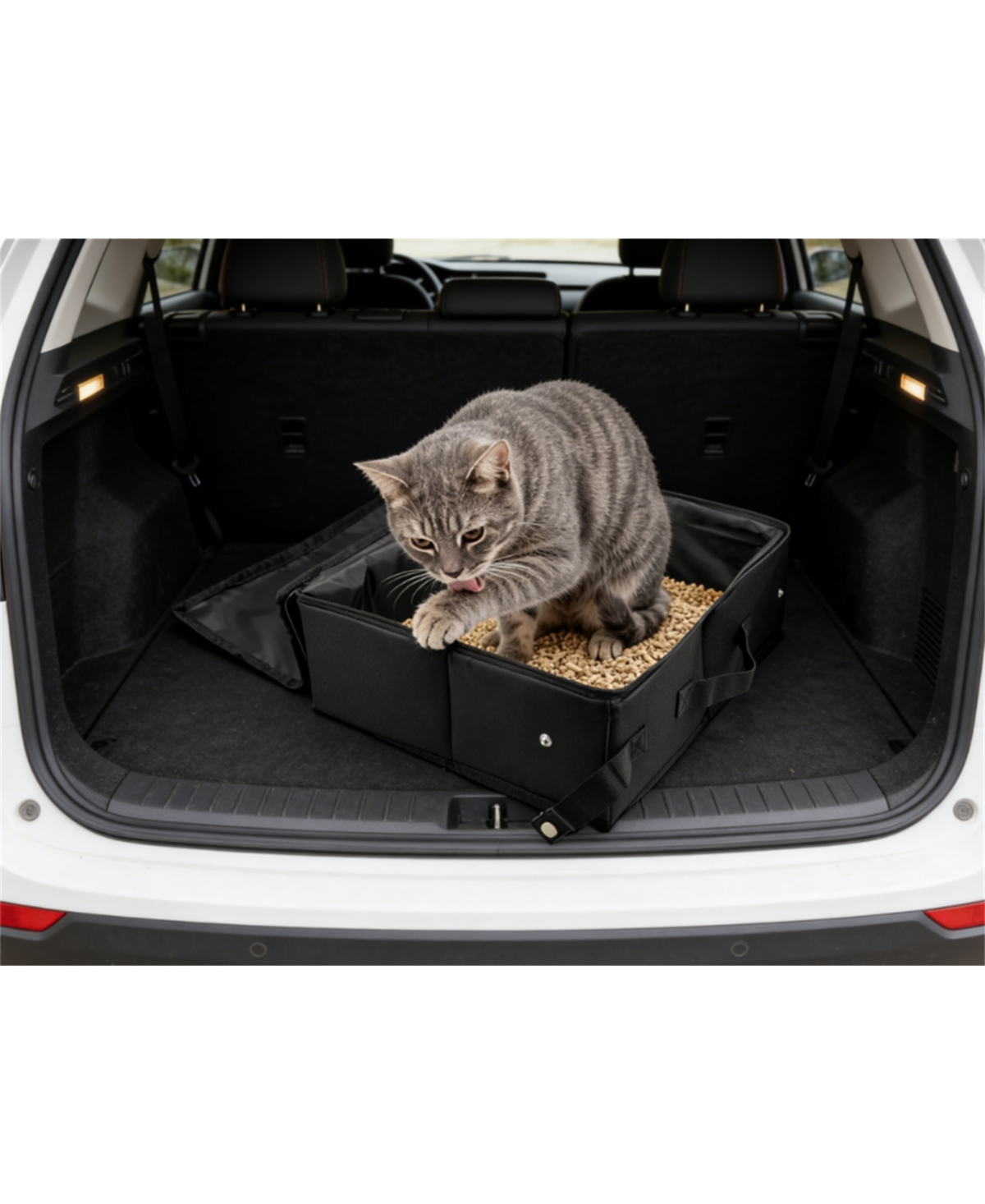 Zeus and Ruta Portable Cat Travel Litter Box Zipped Lid Foldable Waterproof Leak Proof Odor Control Easy Carry Hotel Car