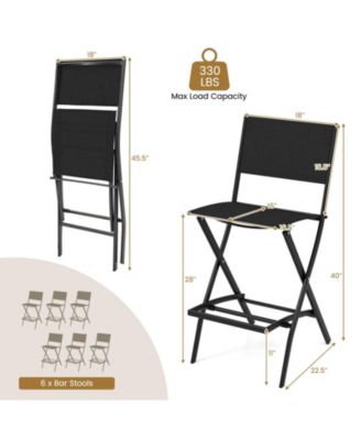 6 PCS Outdoor Bar Chair Folding Bar Height Stool w/ Metal Frame