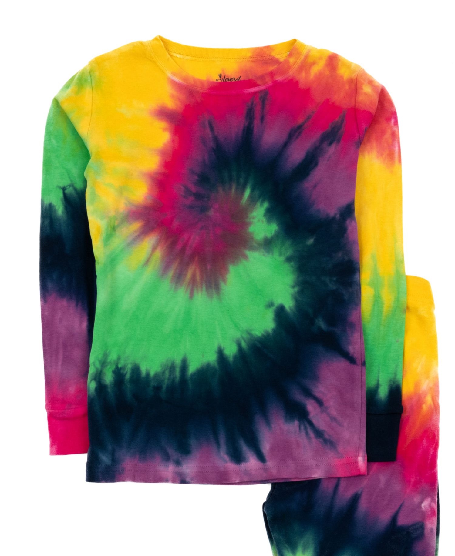 Kids Matching Family Two Piece Cotton Long Sleeve Tie Dye Pajamas.