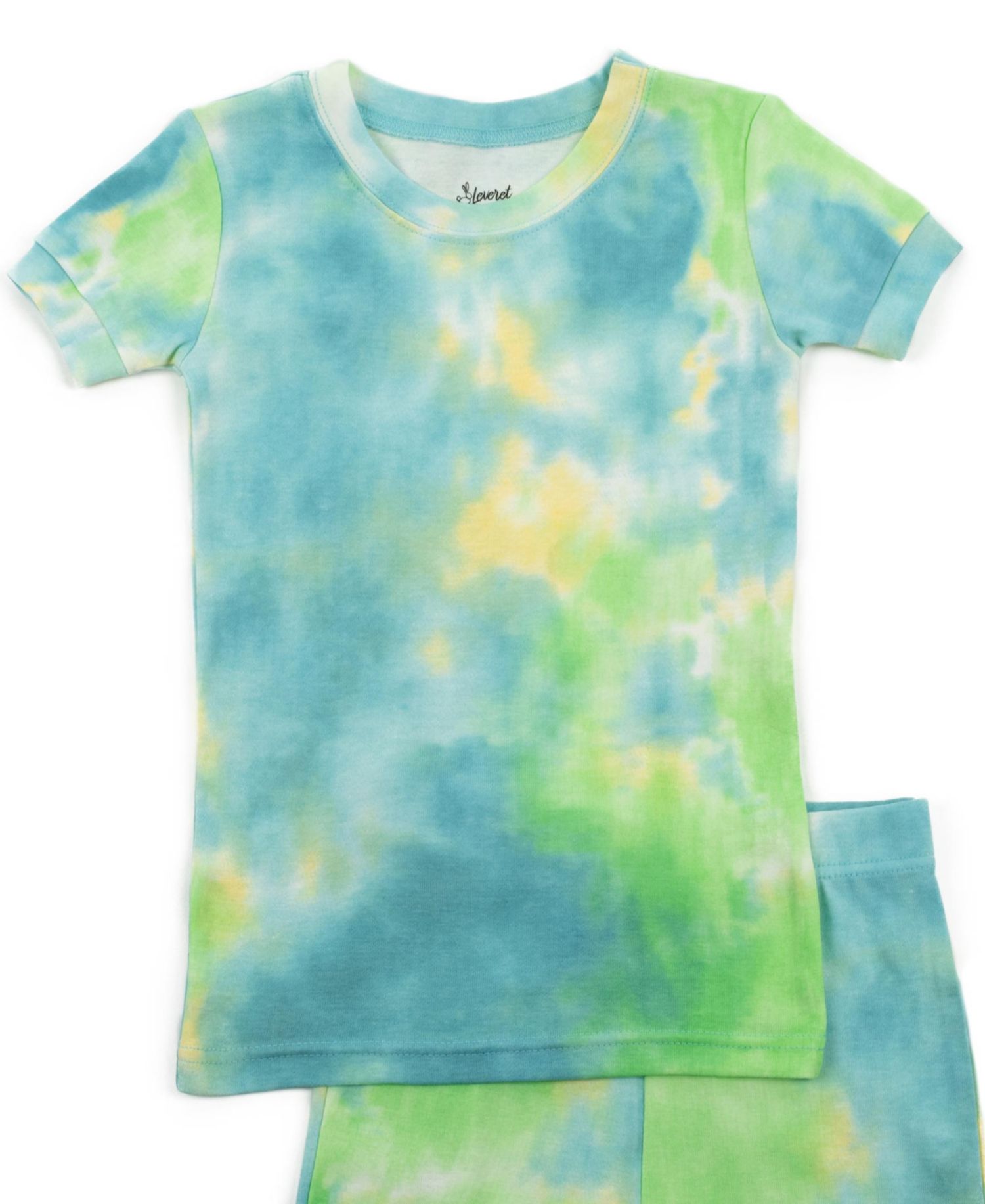 Kids Matching Family Two Piece Cotton Short Sleeve Shirt and Shorts Tie Dye Pajamas