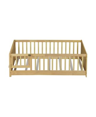 Twin Size Floor Bed with Built-in Book Rack and Door