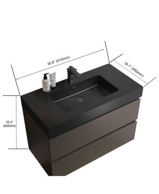 Luxury Wall Mounted Bathroom Vanity with Sink, Modern Floating Double Drawer Storage, Matte Basin, Pre-assembled
